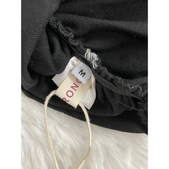 Darong Womens Long Sleeves Shirt Black Off The Shoulder Ruched Size M - Picture 3 of 10